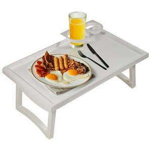 Folding Bed Tray Table with Accessory Holders