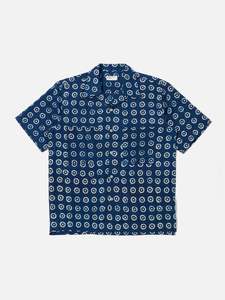 Camper Shirt - Indigo Circles Block Print