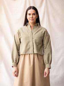 Boxy Shirt - Moss Stripe