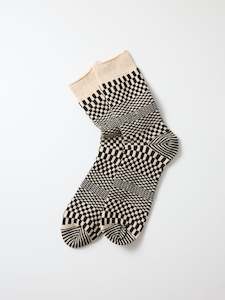 Warped Checker Crew Socks - Black