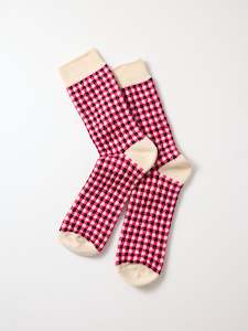 Gingham Check Socks - Pink/Black