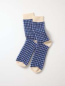 Gingham Check Socks - Blue/Black