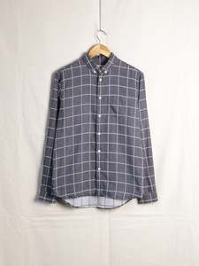 Mens Shirting: Folk Clothing - "Storm" Double Face Check Shirt