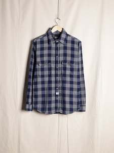 Mens Shirting: Dubbleware - Indigo Check Work Shirt