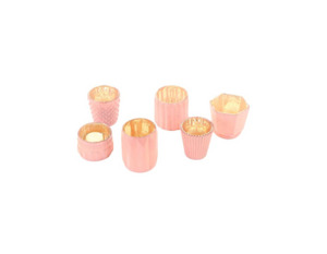 Products: Set of 6 assorted blush candle holders
