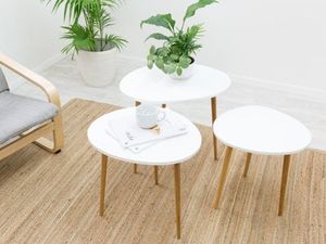 White coffee table trio