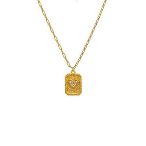 Jewellery: Gold Crystal Heart Pendant Necklace