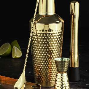 Kitchenware: Tempa Hammered Gold 5 pc Cocktail Set