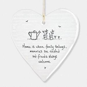 Homeware Accents: Porcelain Hanging Heart - Home Is...