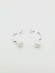 Some Jewellery: Sterling Silver Pearl Curve Earrings