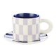 Check Mug & Plate Set - Lilac & Navy