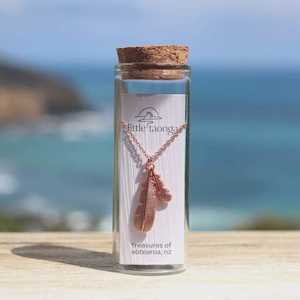Little Taonga: Huia Feather Necklace - Rose Gold