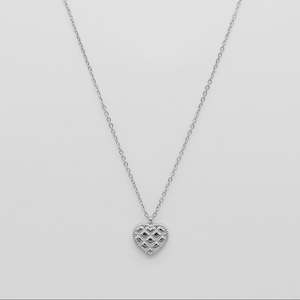 Silver Quilted Heart Necklace