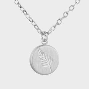 Little Taonga: Round Fern Pendant - Silver