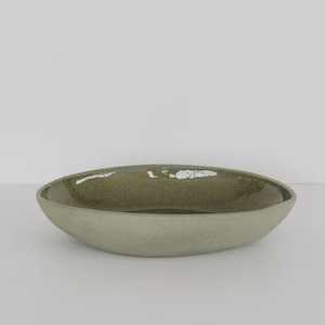 Ceramics: Ceramic Large Oval Bowl - Sage