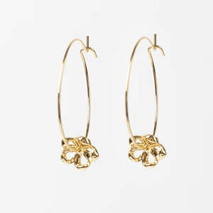 Mini Flower Pendant Hoop Earrings