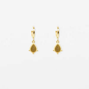 Gold Tear Drop Pendant Earrings