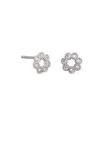 Tiger Tree: Silver Petite Crystal Flower Earrings