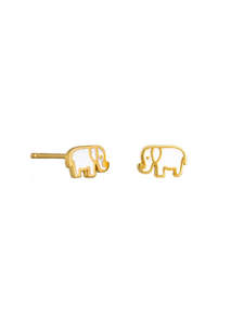 Tiger Tree: White and Gold Elephant Studs
