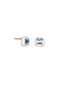 Tiger Tree: White and Blue Crystal Studs