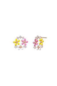 Tiger Tree: Pink Daisy Flower Garden Studs