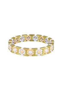 White and Peach Daisy Tile Bracelet