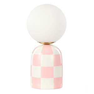 Archie Check Lamp - Pink & White