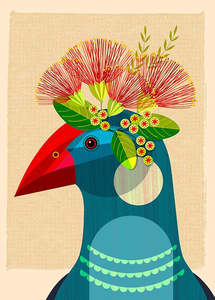 Ellen Giggenbach: Pukeko with Flower Crown - Ellen Giggenbach