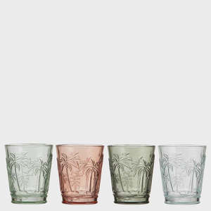 Panama Palm Glass Tumblers - 4pk