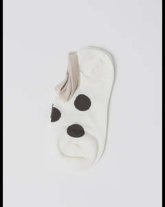 S + G No Show Socks - Cream w Chocolate Dots