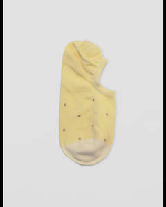 S + G No Show Socks - Lemon w Latte Dots