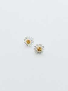 Sterling Silver Daisy w Gold Studs