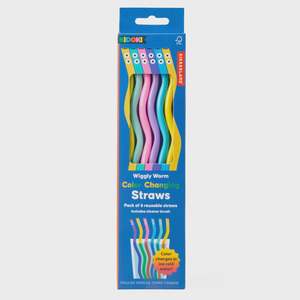 Wiggly Worm Colour Changing Straws - 6pcs
