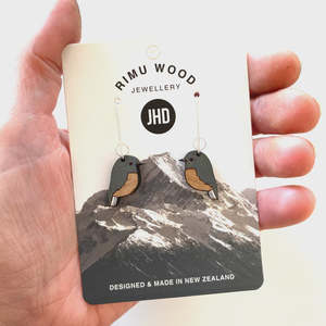 Jhd Designs: NZ Black Robin Dangle Earrings - Sterling Silver