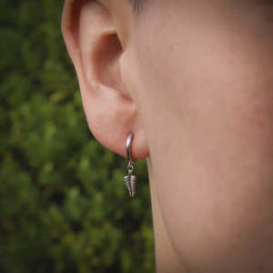 Little Taonga: Fern Pendant Huggies - Sterling Silver