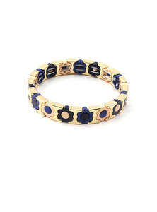Tiger Tree: Navy Daisy Tile Bracelet