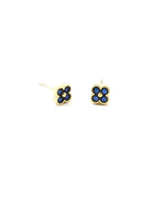 Navy Crystal Clover Studs
