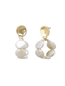 Gold Pearl Disc Earrings