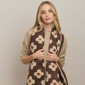 Chocolate Autumn Flower Scarf