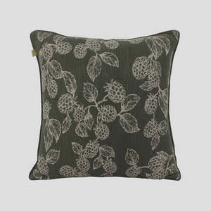 Raine and Humble Berry Print Cushion - Olive