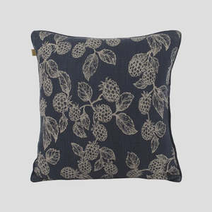 Raine and Humble Berry Print Cushion - Blue