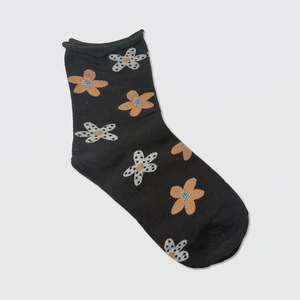 S + G Socks - Black w/ Spotty Daisies