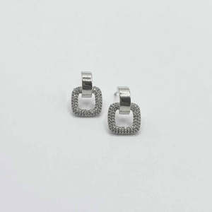 Silver Diamante Square Stud