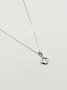 Sterling Silver White Diamante Lucky Necklace