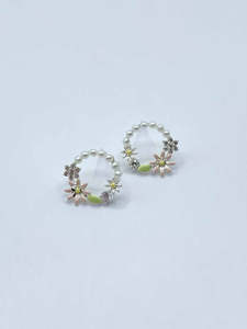 Round Flower Pearl Earrings