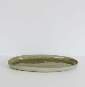 Ceramic Small Oval Plate - Sage