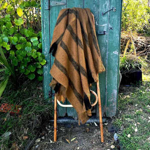 Bliss Wool Mohair Blend Throw - Ochre & Black Check