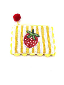 Tiger Tree: Strawberry Beaded Stripe Purse
