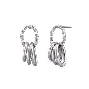 Tiger Tree: Silver Mini Rings Trio Earrings