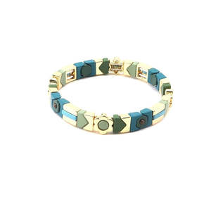 Teal Flower Candy Tile Bracelet
